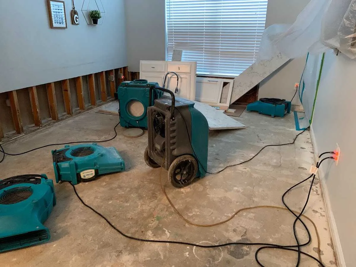 Dehumidifier in flood-cut room for Water Damage Restoration in Haverhill